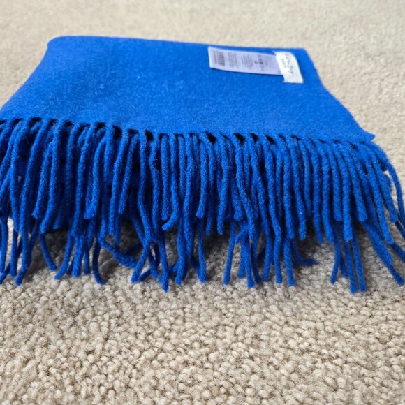 NWOT Christian Berg Wool Cashmere Fringe Scarf Royal Blue - Picture 9 of 13